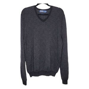Polo Ralph Lauren Mens XL 100% Merino Wool sweater gray v neck long sleeve